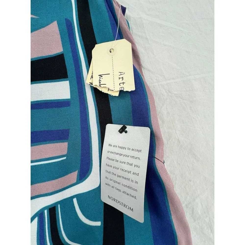 P Nicole Miller Artelier Blue Tribal Geometric Print Mini Sheath Dress Sz Petite - Picture 7 of 16